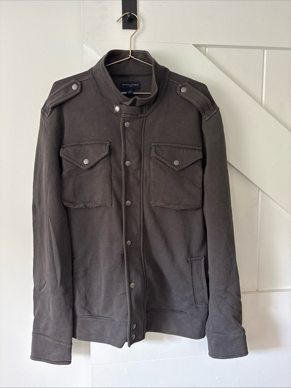 Banana Republic Military Style Utility Jacket Size Large Full Zip Snap Pockets